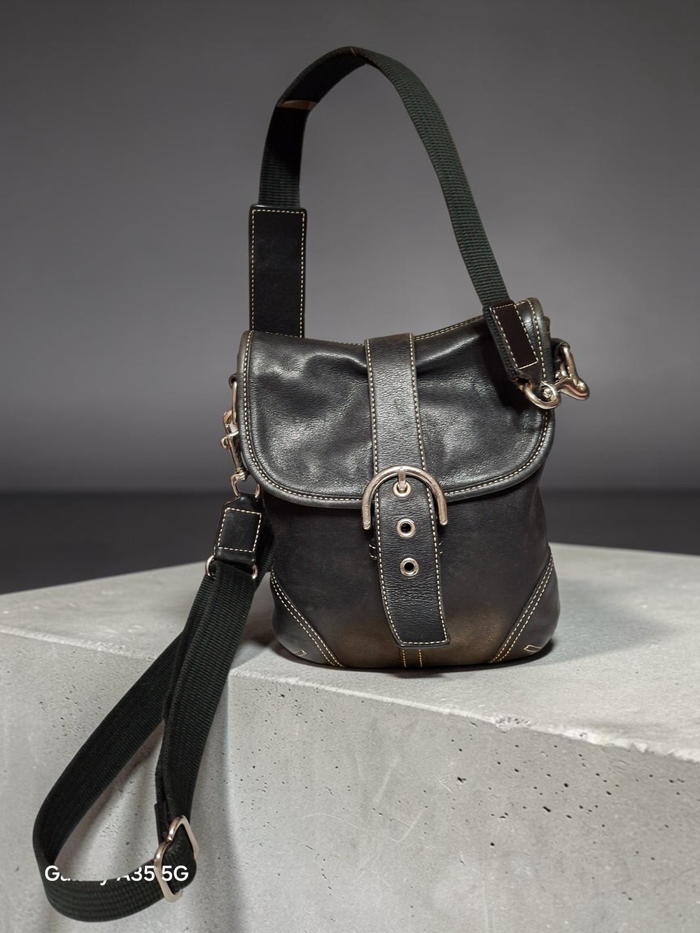 Coach Soho Buckle Black Leather Small Crossbody with Silver Hardware